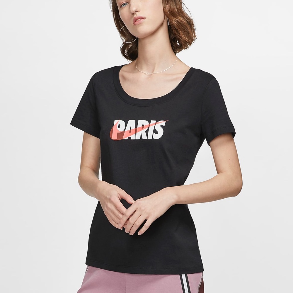 Nike Black T-Shirt Paris with Pink Neon Swoosh SM
